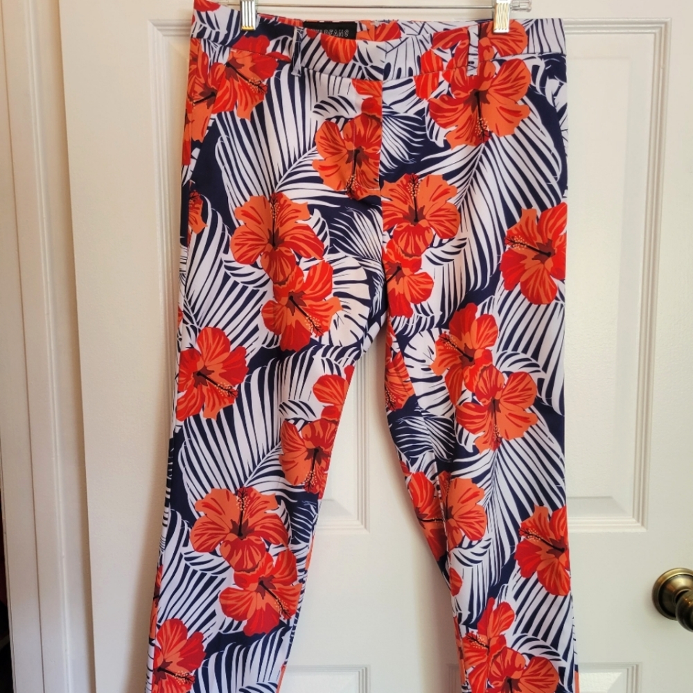 Wildfang Orange Floral Cropped Pants